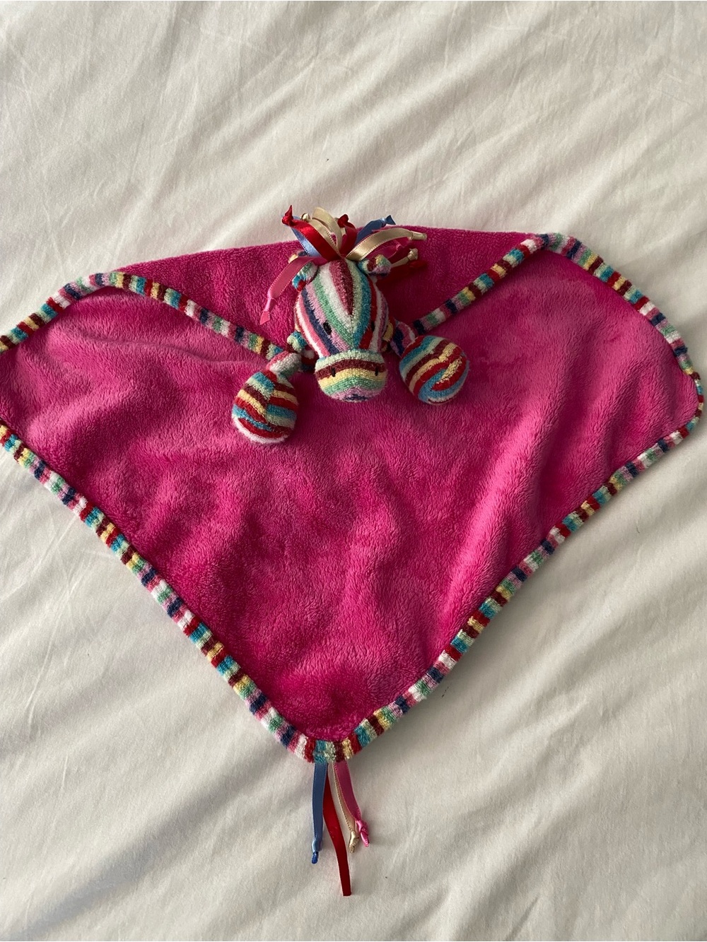 Jellycat Zebra Infant Lovey Security Blanket First Steps Horse Pink Stripes Baby